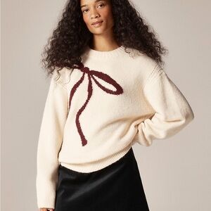 J. Crew Relaxed Crewneck Pullover in Bow Print Merino Wool Blend Size Small
